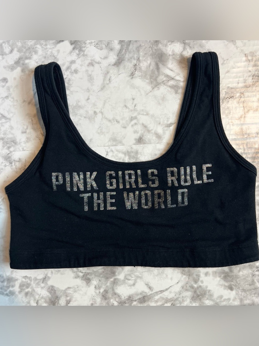Victoria's Secret PINK Black Scoop Tank with Pink Logo Tag
